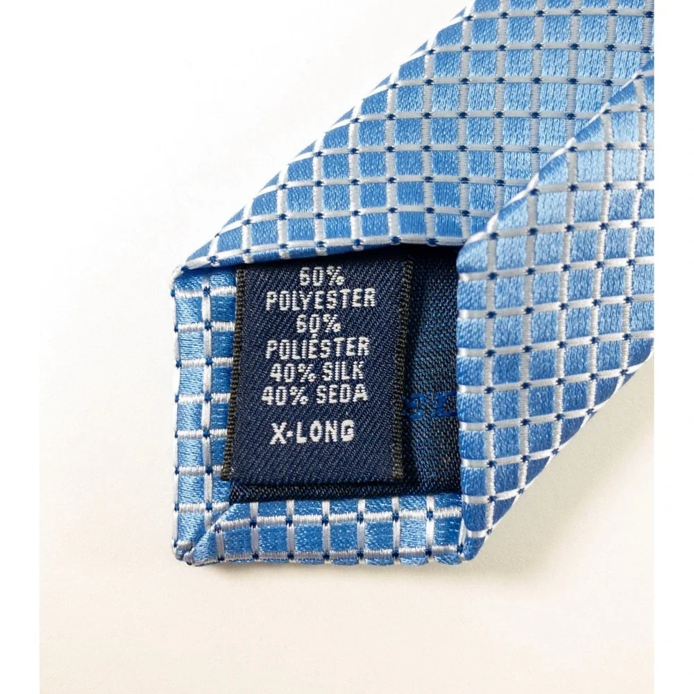 Saddlebred Slim  Silk Blend Tie, Micro Motif Woven Geometric Diamond,  Aqua, XL